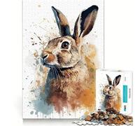 Puzzle de 1000 pièces représentant Un Lapin à l'aquarelle pour Adultes Jeu de Concentration Découpe de précision Bords Lisses Défi Amusant pour Passer Le Temps (38x26cm)