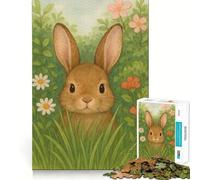 Puzzle de 1000 pièces représentant Un Lapin Aquarelle dans Un Jardin Fleuri,idéal pour Les Adultes et Stimulant l'esprit Format Uniforme,pièces précises,Format Voyage,Cadeau Parfait pour Les Jeux
