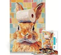 Puzzle de 1000 pièces représentant Un Lapin avec Un Chapeau en Papier Toilette, idéal pour Les Adolescents Jeu de réflexion Relaxant, découpe soignée et Cadeau raffiné (38x52cm)