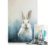 Puzzle de 1000 pièces représentant Un Lapin Blanc dans Un Champ Bleu Jeu de réflexion et d'adresse Assemblage Stable,sans pièces Qui bougent Un Passe-Temps agréable pour Les Longs Week-Ends (38x52cm)