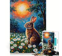 Puzzle de 1000 pièces représentant Un Lapin dans Un Champ de Marguerites, idéal pour Adultes Collection Joy Quality Edge Art (38x26cm)