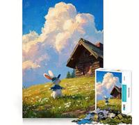 Puzzle de 1000 pièces représentant Un Lapin dans Un Champ, idéal pour Les Adultes Collection Joy Quality Edge Art (38x52cm)