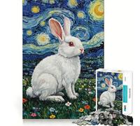 Puzzle de 1000 pièces représentant Un Lapin dans Un Tableau de Style Nuit étoilée, idéal pour Adultes Un Cadeau mémorable pour développer sa mémoire et soulager Le Stress (50x75cm)