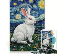 Puzzle de 1000 pièces représentant Un Lapin dans Un Tableau de Style Nuit étoilée, idéal pour Adultes Stimule la mémoire et s'amuse Assembler Une Image Objet de Collection (38x52cm)