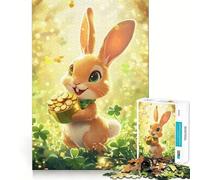 Puzzle de 1000 pièces représentant Un Lapin de la Saint-Patrick doré, idéal pour Adultes et Adolescents Jeu de réflexion et de Loisirs Décoration Murale aux Bords précis 38x52cm