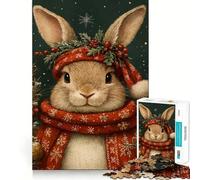 Puzzle de 1000 pièces représentant Un Lapin d'hiver Jeu de mémoire Amusant Bords Lisses,Assemblage Parfait Une façon divertissante d'occuper Les Heures vides (38x52cm)