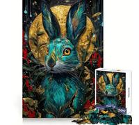 Puzzle de 1000 pièces représentant Un Lapin Turquoise et Or idéal pour Adultes Ce Puzzle créatif à Assembler Lentement Vous permettra de Vous remémorer et de Prendre Plaisir à Construire Votre Image