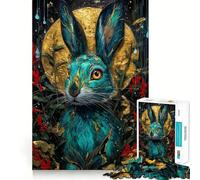 Puzzle de 1000 pièces représentant Un Lapin Turquoise et Or idéal pour Adultes Ce Puzzle créatif à Assembler Lentement Vous permettra de Vous remémorer et de Prendre Plaisir à Construire Votre Image