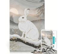 Puzzle de 1000 pièces représentant Un lièvre d'Amérique dans Un Paysage Hivernal, idéal pour Adultes Jeu de logique, Anti-Stress, découpe de précision, Cadeau de fête (50x75cm)
