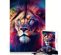 Puzzle de 1000 pièces représentant Un Lion à l'aquarelle, idéal pour Adultes Stimule la mémoire et la Force mentale, Offre Un Moment de détente agréable et constitue Un Cadeau significatif (50x75cm)