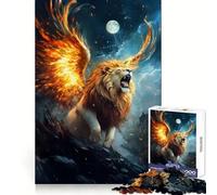 Puzzle de 1000 pièces représentant Un Lion ailé Rugissant au Clair de Lune, idéal pour Les Adolescents Développe la Concentration et favorise la détente Cadeau Parfait (38x52cm)