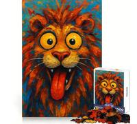 Puzzle de 1000 pièces représentant Un Lion de Dessin animé tirant la Langue, idéal pour Les Adolescents Thème : détente et créativité Bords Uniformes (50x75cm)