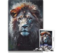 Puzzle de 1000 pièces représentant Un Lion Peint à l'huile, idéal pour Adultes Activité éducative et stimulante pour développer la Concentration Cadeau Parfait pour Les fêtes Dimensions:38x26cm