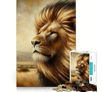 Puzzle de 1000 pièces représentant Un Lion Sauvage,idéal pour Adultes Jeu Stimulant l'esprit,pièces précises et sans Couture,activité relaxante à Faire en Groupe à l'intérieur (38x26cm)