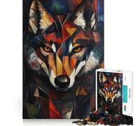 Puzzle de 1000 pièces représentant Un Loup à l'huile,idéal pour Les Adolescents Un Jeu Stimulant et Amusant pour Passer Le Temps (38x52cm)
