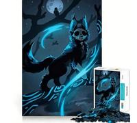Puzzle de 1000 pièces représentant Un Loup à tête de Mort sur Une Branche Lumineuse, idéal pour Les Adolescents Jeu de logique mentale, Anti-Stress, découpe Ferme, Cadeau de Noël 38x52cm