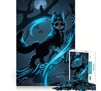 Puzzle de 1000 pièces représentant Un Loup à tête de Mort sur Une Branche Lumineuse, idéal pour Les Adolescents Jeu de logique Claire, Passe-Temps apaisant, découpe Parfaite, Cadeau Classique 38x26cm