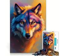 Puzzle de 1000 pièces représentant Un Loup Alpha aux Couleurs éclatantes,idéal pour Les Adultes Jeu Amusant et ressourçant Assemblage sûr et Solide Activité familiale Amusante en soirée (38x26cm)