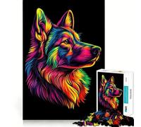 Puzzle de 1000 pièces représentant Un Loup Arc-en-Ciel, idéal pour Adultes Un Cadeau mémorable pour développer sa mémoire et soulager Le Stress (38x52cm)