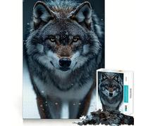 Puzzle de 1000 pièces représentant Un Loup dans la Neige en Hiver,idéal pour Adultes Jeu Stimulant l'esprit,pièces précises et sans Couture,activité relaxante à Faire en Groupe à l'intérieur 38x26cm