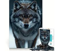 Puzzle de 1000 pièces représentant Un Loup dans la Neige en Hiver,idéal pour Adultes Jeu Stimulant l'esprit,pièces précises et sans Couture,activité relaxante à Faire en Groupe à l'intérieur 50x75cm