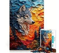 Puzzle de 1000 pièces représentant Un Loup dans Un Paysage au Coucher du Soleil Jeu de réflexion Amusant Conception sans Espace pour Les réunions de Famille (38x26cm)