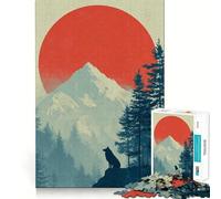 Puzzle de 1000 pièces représentant Un Loup dans Un Paysage de Montagne,idéal pour Les Adolescents Jeu de mémoire Amusant et Facile à Transporter 38x26cm Composants Robustes et découpés avec précision