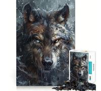 Puzzle de 1000 pièces représentant Un Loup dans Un Style Abstrait Fantastique Jeu de réflexion,découpe de Haute précision,Passe-Temps Fascinant pour Les Moments de détente (38x52cm)