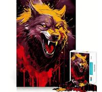 Puzzle de 1000 pièces représentant Un Loup en colère Jeu de Concentration mentale Découpe de précision Bords Lisses Jeu de Construction de Liens significatifs (38x26cm)
