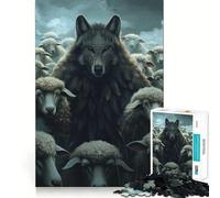 Puzzle de 1000 pièces représentant Un Loup et Un Mouton,idéal pour Les Adultes Jeu de réflexion et d'adresse,découpe de Haute précision,défi divertissant pour Les Loisirs (38x52cm)