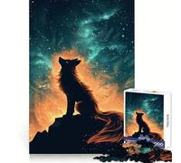 Puzzle de 1000 pièces représentant Un Loup Hurlant sous Un Ciel de feu Cosmique, idéal pour Les Adolescents Stimule l'esprit, apaise et se détend (38x52cm)