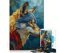 Puzzle de 1000 pièces représentant Un Loup,Jeu de mémoire et de réflexion de qualité supérieure,découpé au Laser,activité captivante pour des soirées tranquilles (38x52cm)