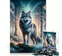 Puzzle de 1000 pièces représentant Un Loup mystérieux dans la forêt, idéal pour Les Adolescents, pour stimuler la mémoire, déstresser et décorer Une œuvre d'art Murale aux Bords Nets (38x52cm)