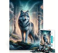 Puzzle de 1000 pièces représentant Un Loup mystérieux dans la forêt, idéal pour Les Adolescents, pour stimuler la mémoire, déstresser et décorer Une œuvre d'art Murale aux Bords Nets (38x52cm)