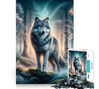 Puzzle de 1000 pièces représentant Un Loup mystérieux dans la forêt, idéal pour Les Adolescents Un Jouet apaisant et Amusant, aux Lignes épurées et à Collectionner (38x26cm)
