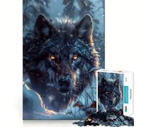 Puzzle de 1000 pièces représentant Un Loup Noir Sauvage dans la Neige Exercice Mental Amusant Pièces précises et sans Couture Un Moyen captivant de Passer Le Temps (38x26cm)