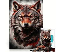Puzzle de 1000 pièces représentant Un Loup Rouge, idéal pour Adultes, Stimulant la réflexion et la détente Collection d'œuvres d'art aux Bords précis (38x26cm)