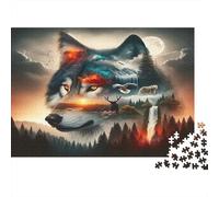 Puzzle de 1000 pièces représentant Un Loup Sauvage dans Un Paysage Fantastique et coloré (38 x 26 cm). Décoration idéale pour Adultes. Cadeau d'anniversaire.