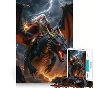Puzzle de 1000 pièces représentant Un Magicien chevauchant Un Dragon dans la tempête Jeu de réflexion Pièces précises et sans Couture Activité Amusante en Famille 50x75cm