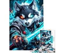 Puzzle de 1000 pièces représentant Un Malamute d'Alaska samouraï avec Une épée flamboyante Jeu de réflexion pour Adultes idéal pour s'amuser en Famille ou Entre Amis (38x26cm)