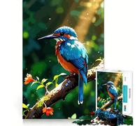 Puzzle de 1000 pièces représentant Un Martin-pêcheur Vibrant sur Une Branche,idéal pour Les Adolescents Activité ludique et stimulante pour développer la réflexion Taille Uniforme,pièces précises