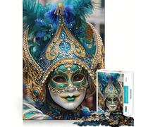 Puzzle de 1000 pièces représentant un masque de carnaval vénitien orné de plumes Jeu de concentration mentale Découpe de précision Bords lisses Activité captivante pour des soirées tranquilles 38x26cm
