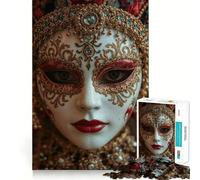 Puzzle de 1000 pièces représentant Un Masque vénitien en Gros Plan Jeu de Construction Facile Ajustement Parfait Activité gratifiante pour Les Jours de Pluie (38x52cm)