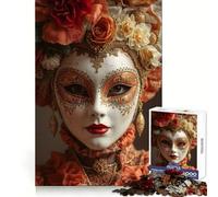 Puzzle de 1000 pièces représentant Un Masque vénitien orné d'une Coiffe Florale, idéal pour Adultes Stimule la cognition et Offre Un Loisir agréable Format : 50x75cm Cadeau Parfait