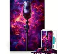 Puzzle de 1000 pièces représentant Un Microphone Vintage dans la fumée,idéal pour Les Adolescents Développe Les capacités mentales,pièces de Taille Uniforme et précises,activité à Faire à l'intérieur