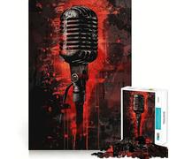 Puzzle de 1000 pièces représentant Un Microphone Vintage, idéal pour Les Adultes Jeu Intelligent, activité à Domicile, découpe précise, décoration Murale (50x75cm)