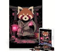 Puzzle de 1000 pièces représentant Un Moine Panda Roux avec Une Lanterne, pour Adultes Jeu Amusant et ludique, décoration Murale aux Bords Lisses (50x75cm)