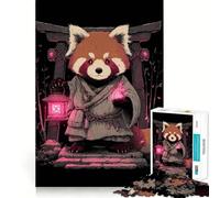 Puzzle de 1000 pièces représentant Un Moine Panda Roux avec Une Lanterne, pour Adultes Jeu Amusant et ludique, décoration Murale aux Bords Lisses (50x75cm)