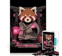 Puzzle de 1000 pièces représentant Un Moine Panda Roux avec Une Lanterne, pour Adultes Jeu Amusant et ludique, décoration Murale aux Bords Lisses (38x26cm)
