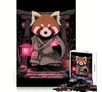 Puzzle de 1000 pièces représentant Un Moine Panda Roux avec Une Lanterne, pour Adultes Jeu Amusant et ludique, décoration Murale aux Bords Lisses (38x26cm)